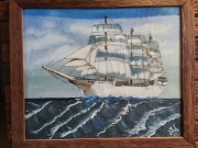 Obraz ręcznie malowany Statek na morzu