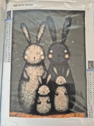 Haft diamentowy - rodzina królików (gotowy)