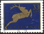 Znaczek używane  Boże Narodzenie 1999 Deer z USA Stany Zjednoczone