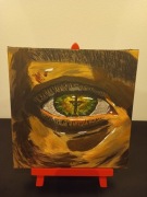 Spojrzenie Ofiary – obraz religijny 30x30 cm, oko z odbiciem krzyża, akryl