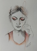 Akwarelowy portret kobiety "W smutnym zamyśleniu".