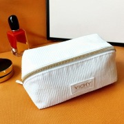 Vichy elegancka jasna kosmetyczka | beauty bag | travel pouch | sztruks