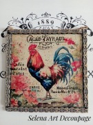 Obrazek z kogutem shabby Prowansja vintage farmhouse decoupage kogut