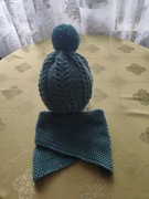 Czapka i komin robione na drutach - 100% Akryl - PIĘKNE WYKONANIE I JAKOŚĆ!