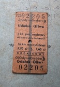 Bilet Kartonikowy PKP Gdańsk Oliwa -Gdańsk Oliwa
