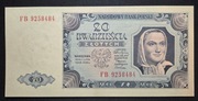 Banknot Polska PRL 20 złotych 1948 r. Seria FB Stan I UNC Chłopka