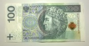 Banknot 100zł o numerze milion