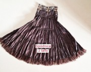 Spódnica wizytowa/wieczorowa, długa z tafty, bordo/fiolet/brąz, vintage, S