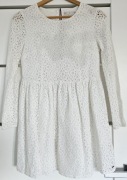 Ażurowa sukienka Tommy Hilfiger bawełniana, biała, rozm. XS