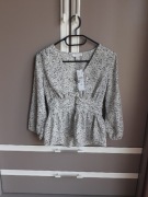 Damska lekka bluzka dekolt w serek motyw zebra Top Shop nowe 36 z baskinką