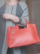 Skórzana torebka pomarańczowa skóra naturalna shopperka tote bag orange 