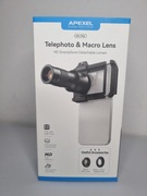 Apexel Zestaw Obiektywów 2w1 Obiektyw TELE 6x + Makro 150mm na Telefon