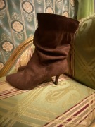 Botki, szpilka, brąz, zamszowe, 42