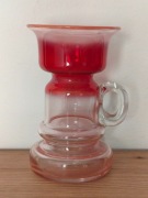 świecznik kaganek Tarnowiec świnkowo-różowe przezierne szkło