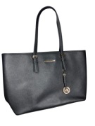 Nowy skórzany shopper XL Michael Kors Jet Set, czarny