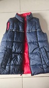 Dwustronny ocieplacz kamizelka chłopięca 140 granatowy czerwony bezrękawnik