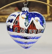 Bombki choinkowe 1szt. Duże serce malowane domki bombki retro jak prl 