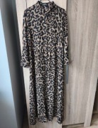Długa rozpinana sukienka maxi panterka zwierzęcy wzór Shein
