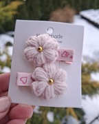 Mini spinki spineczki do włosów handmade 2 szt. szydełkowe kwiatki 