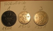 Norwegia 1944-1956r różne nominały i roczniki.