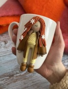 Kubek 360ml z ręcznie robionym dekorem handmade 2D