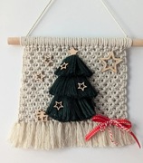 Makatka obrazek zawieszka na ścianę z choinką rękodzieło