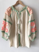 Wiązana koszula bluzka boho Hello Kiss hippie aztec luźna bawełniana 