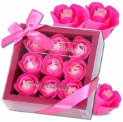Zapachowe róże różowe mix mydlane dekoracyjne 9 szt. zestaw na prezent