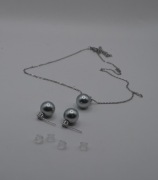 Elegancki Komplet: Perły Słodkowodne 12 mm – Głęboki Błękit