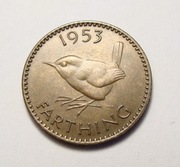 Wielka Brytania farthing 1953 PIĘKNA!