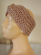 Damska, morelowa, ciepła opaska; turban; handmade