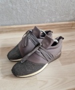 Szare srebrne brokatowe buty wiązane sneakersy  40 na wiosnę