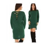 Sweterkowa tunika Sukienka sznurowane plecy 