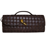 Torebka damska brązowa z eko-skóry pleciona LULU BROWN