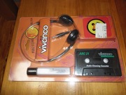 Kaseta czyszcząca Vivanco , płyn , słuchawki. 