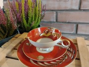 Porcelanowe trio. Wallendorf Turyngia z motywem rajskiego ptaka Vintage