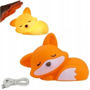 Lampka Nocna LED Stojąca Bezprzewodowa Lisek Dziecięca Biała Neutralna USB