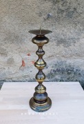 Świecznik mosiężny 43 cm zdobiony patyna dekoracja