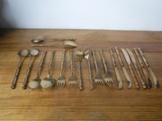 Piękny zestaw sztućców z niklowanego brązu wzór bambusa 18 sztuk ZOBACZ