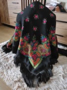 Chusta góralska PRL vintage wełna unikat antyk 120/120+11