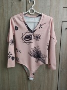 Body z długim rękawem pudrowy róż r. S/M