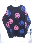 Sweter smile buźki gruby NOWY neon S/M