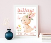 Personalizowana metryczka dla dziecka A4 + ramka GRATIS