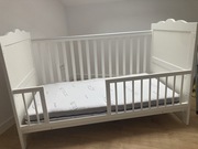 ŁÓŻECZKO + KOMODA Dziecięce Drewniane 140x70 Białe Tapczanik MARSELL