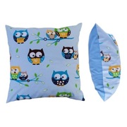 Poszewka 40x40 cm Sowy niebieskie - Bawełna