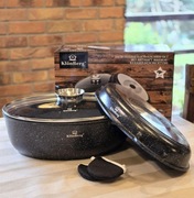 Brytfanna ceramiczno-marmurowa 11L - Gęsiarka 38 cm ze szklaną pokrywką