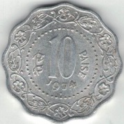 Indie 10 pajs paise 1974 B - 26 mm - Bombaj - nr 1