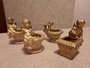 4 sztuki świeczniki ceramiczne z aniołkami złote