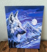 Wilki w chmurach obraz malowany farbami akrylowymi na płótnie