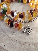 Bransoletka BURSZTYN Kryształ Górski AGAT - Stal Szlachetna. 